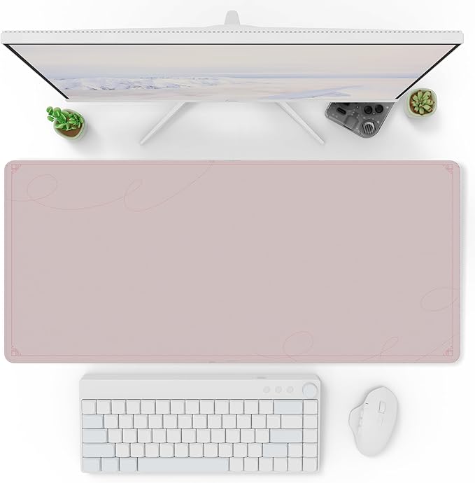 Pixio Mouse Pads - 36 x 16 inch XXL Caligraphy Pink Multifunctional Large Desk Mats for Gaming, Office, Desktop Anti-Slip Waterproof Washable Computer Mouse Mat