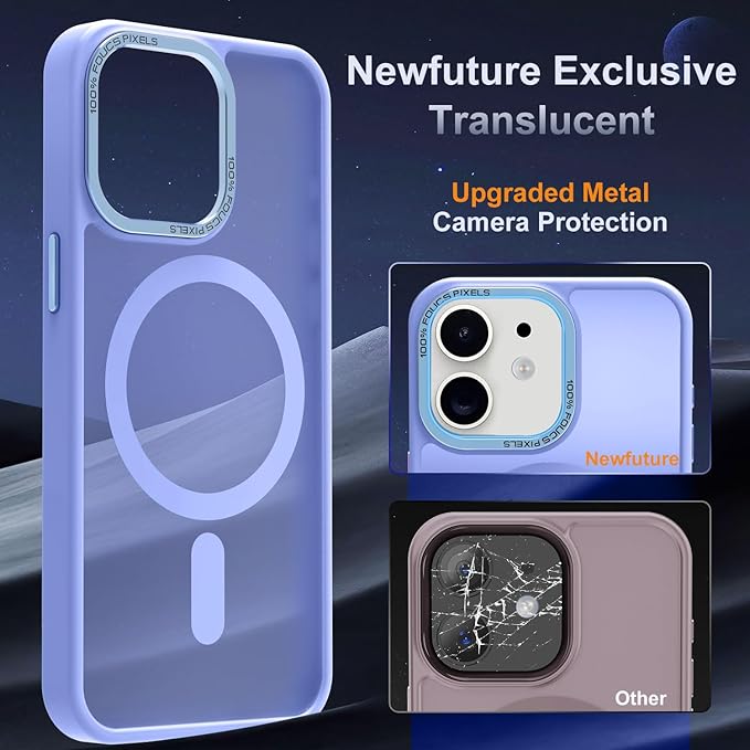 Newfuture Designed for iPhone 11 Case with Strong Magnetic [13 FT Military Drop Protection] [Compatible with Magsafe] Slim Translucent Matte Shockproof with Anti-Fingerprint Phone Case, Light Purple