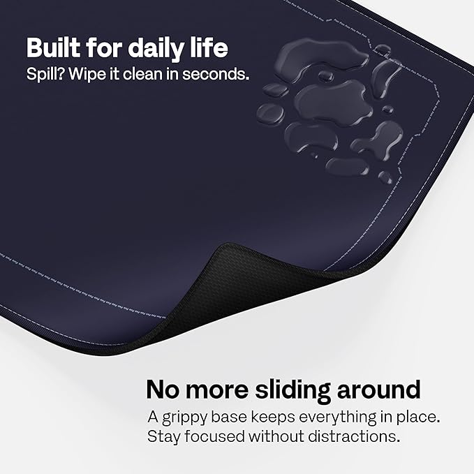 Pixio Mouse Pads - 36 x 16 inch XXL Light Border Dark Blue Multifunctional Large Desk Mats for Gaming, Office, Desktop Anti-Slip Waterproof Washable Computer Mouse Mat