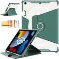 Smart Rotating Case for iPad 9th/8th/7th Generation 10.2" (2021/2020/2019), Techcircle Hybrid TPU+PC Magnetic Cover Soft Bumper [Corner Protection] Slim Folio Shockproof Protective Case-Midnight Green