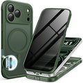 BERFY for iPhone 17 Pro Case, Compatible with MagSafe, Built-in Privacy Screen Protector, Camera Protection, Shockproof Full Body Phone Case 6.3", Translucent Deep Green