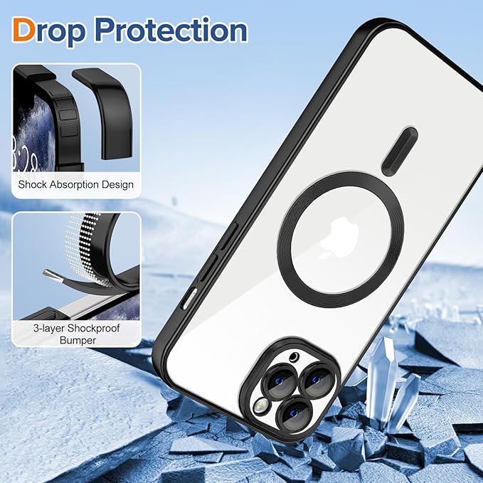 Hython Magnetic Clear for iPhone 11 Pro Case with Camera Lens Protector [Compatible with MagSafe] Luxury Plating Edge Slim Soft TPU Cover Protective Phone Case for iPhone 11 Pro 5.8", Matte Black