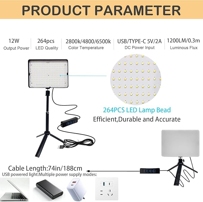 2 Pack LED Photo Lighting kit with Stand 2800-6500K Dimmable Photoshoot Lights for Product Photography,12" Background Lights for Streaming,Video Recording, Food Picture,Content Creators