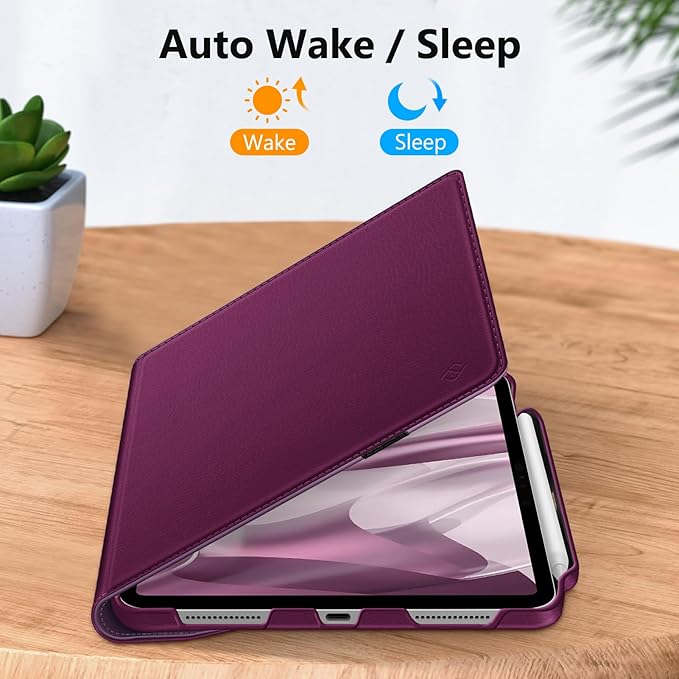 Fintie Rotating Case for iPad Pro 11-inch (M5) 2025 / (M4) 2024 - [Built-in Pencil Holder] 360 Degree Swiveling Smart Stand Protective Cover, Auto Sleep/Wake, Purple