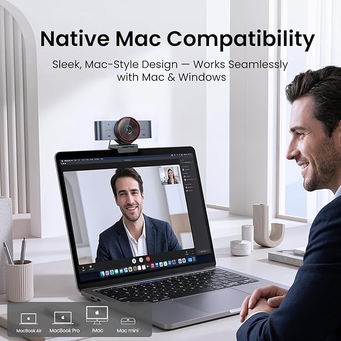 EMEET C960 Ultra 4K Webcam for Mac & PC, 1/1.5" Large Sensor, Metal Body, 0.2s Autofocus, DRC, Whiteboard Mode, Built-in Privacy Cover, 2 Mics, USB Webcam 4K for Meetings, Streaming & Content Creation