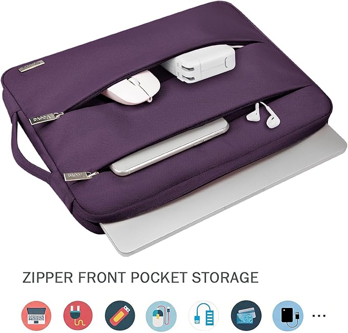 Voova Laptop Sleeve Carrying Case 15.6 16 Inch,Slim Computer Cover Bag Compatible with MacBook Pro 15/16, Dell xps 15,15-16 Inch HP Dell Asus Laptop, Dark Purple