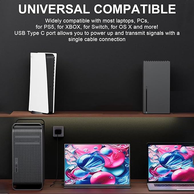Zopsc 14.5inch 4K Portable Monitor, 3840 * 2400P 60Hz 16:10 External Extended Display for Stock Editing Design Business Meeting Mobile Office Game Entertainment etc.