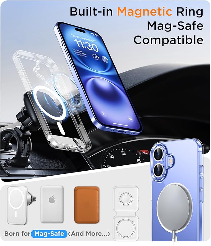 Magnetic Compatible with iPhone 16 Plus Case, [Built-in Invisible Kickstand][Compatible with MagSafe] [Military Grade Shockproof] Slim Thin Phone Case for iPhone 16 Plus 6.7"