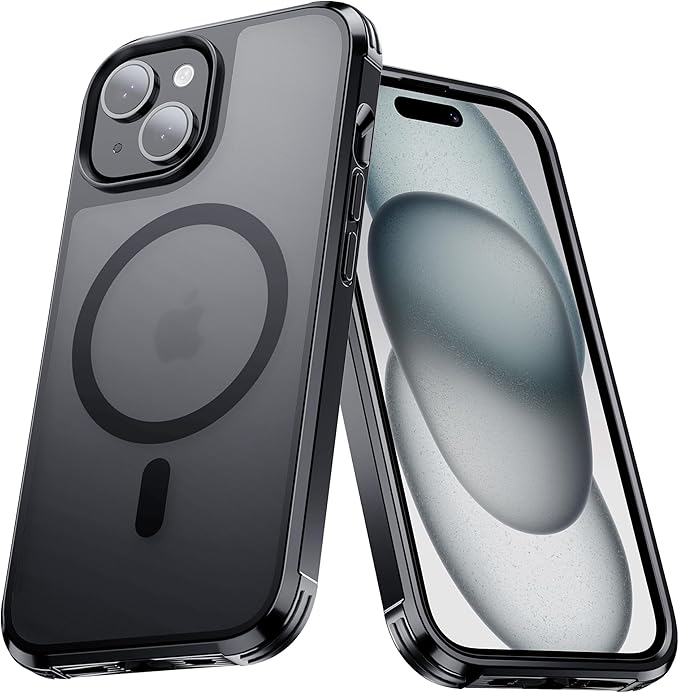 Tigowos for iPhone 15 Bumper case Fits MagSafe 15FT Drop Resistant Anti-Yellowing Heavy Duty Shockproof Back Cover Fits iPhone 15 Phone Cases 6.1"，Bumpper Case Black