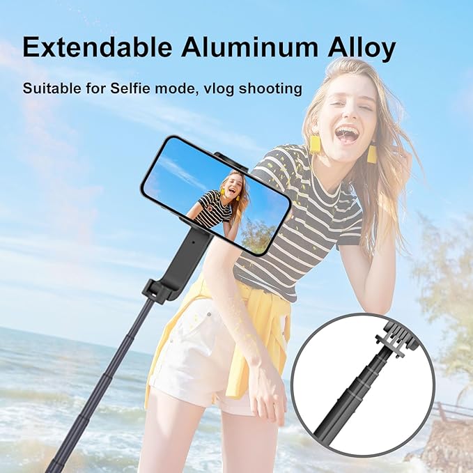 Selfie Stick Gimbal Stabilizer, Gimbled Phone Holder with Wireless Remote Tripod 1-Axis Handheld Smartphone Portable Gimbal for Tiktok Vlog Youtuber Live Video Recording