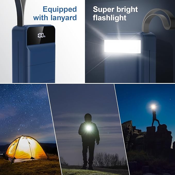 Portable Charger Power Bank 60000mAh Fast Charging 22.5W PD4.0 & QC 4.0 with USB C Battery Pack Charger Portable High Capacity Portable Phone Charger Power Bank for iPhone, Samsung, Travel (Blue)
