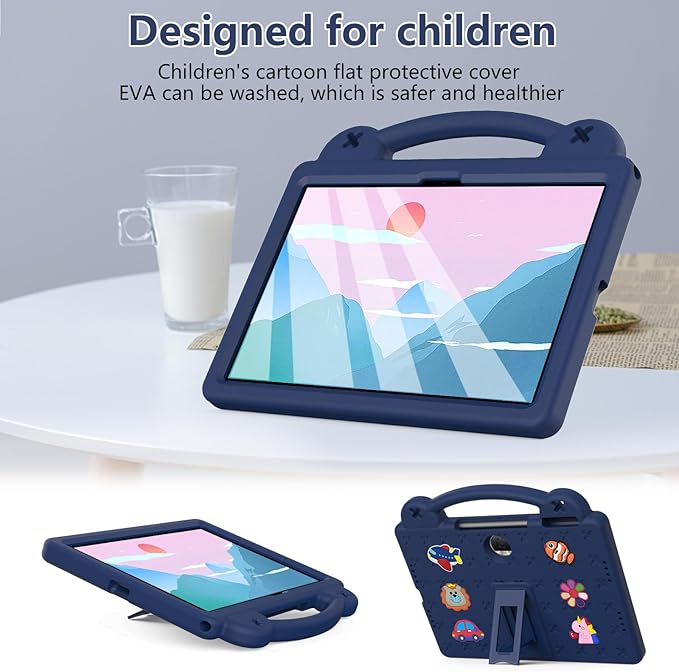 AKABEILA Compatible with Honor Pad 9 2023 12.1 inch Tablet Case, Kids Friendly Universal Lightweight Shockproof Protective Case with Shoulder Strap & Stand Handle Navy Blue