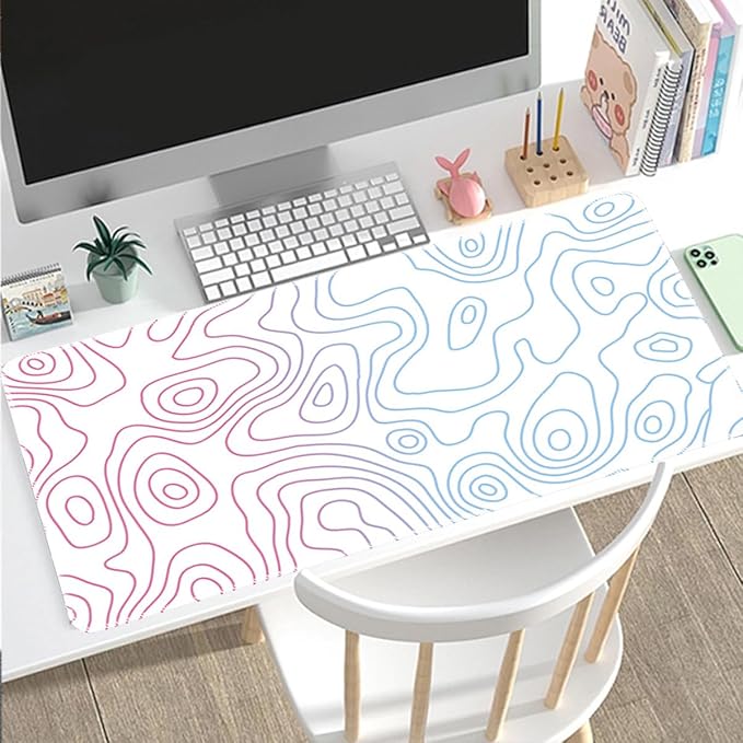 Rcege Large Mouse Pad for Desk - Gaming Mouse Pad with Stitched Edges, Anti-Slip Base for Keyboard and Mouse(Dazzle White, 31.5L x 15.8W inches)
