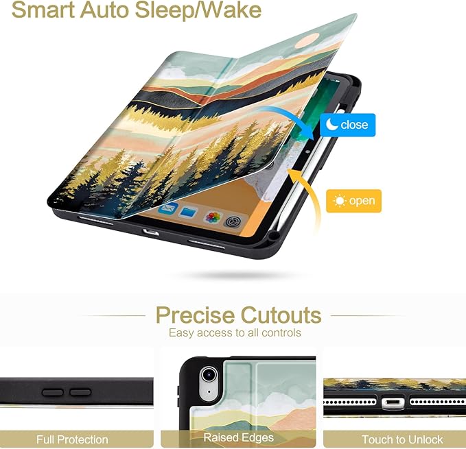 Lokigo for iPad 10th Generation Case 2022 10.9 inch/iPad 11th Generation Case (A16) 2025 11-inch, Protective Multi-Viewing Stand Cover (Support Touch ID, Auto Wake/Sleep), Mountain