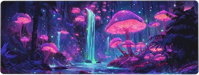 Mushroom Mouse Pad Extended Large Gaming Mouse Pad XL Stitched Edges for Gamer Home Office 31.5 X 11.8 Inch
