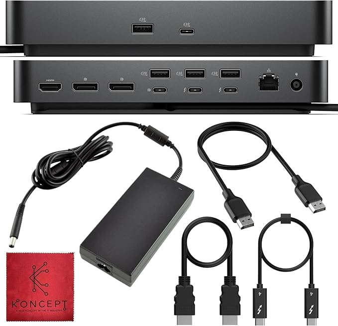 Dell SD25TB4 Pro Thunderbolt 4 Smart Dock - Supports 8k Display, with 180W, HDMI, DisplayPort, Thunderbolt Cable, Cleaning Cloth - USB C Docking Station Hub with Accessories