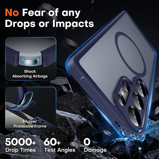TOCOL Magnetic for Samsung Galaxy S25 Ultra Case, Upgraded Full Camera Protection, Compatible with Magsafe, Drop Protection Slime Clear Back Cover for Samsung Galaxy S25 Ultra 6.9-Inch (Blue)