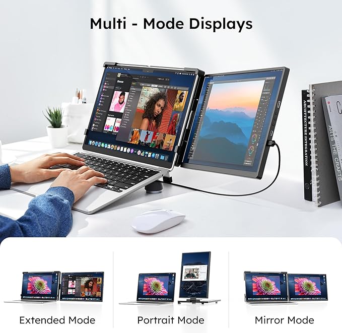 Dopesplay 14.1" FHD 1920x1200 IPS Laptop Extender, 16:10 Matte Dual Monitor for 14-17" Laptops | USB-C/HDMI, Plug-and-Play | Lightweight Foldable | Compatible with Win/Mac/Android/Switch