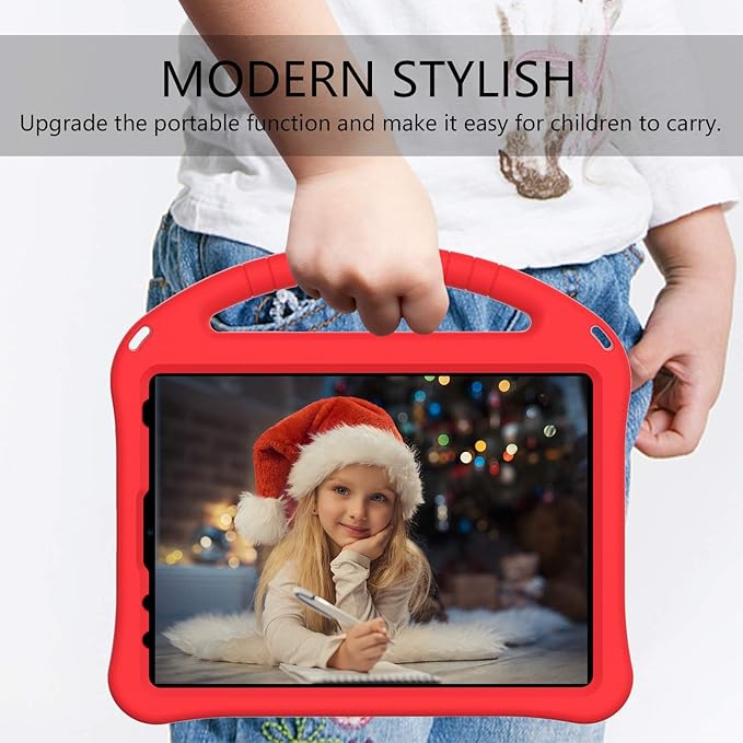 Shockproof Case for Apple iPad A16 11 Inch 2025 11th Gen/iPad 10th Generation 2025 10.9", with Shoulder Strap Soft EVA Handle Design Foldable Kickstand Kids Friendly Cover for Girls Boys, Red