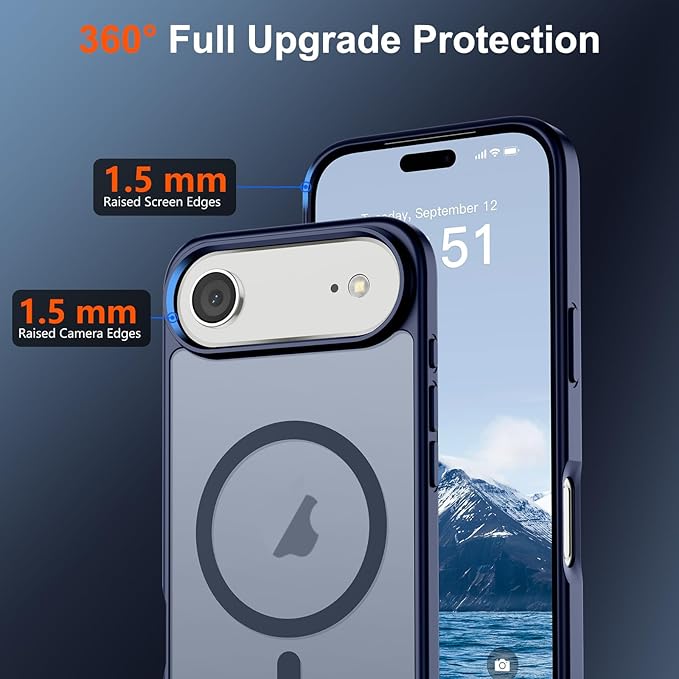 SUPFINE Magnetic for iPhone Air Case (Compatible with MagSafe)(Military Grade Drop Protection) Slim Translucent Matte Shockproof with Anti-Fingerprint Phone Cover for 17 Air,Navy Blue