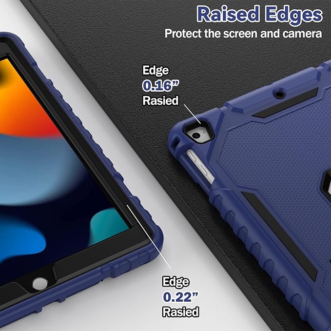 ZoneFoker 9.7" Case for iPad 6th/5th Generation 2018/2017, for iPad Air 2 / Air 1st / Pro 9.7, Heavy Duty Shockproof Protective 9.7 Inch Cover with Built-in Stand for i Pad 6 5 Gen(Navy Blue)