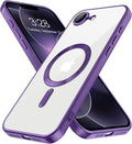 Hython Magnetic Clear for iPhone 17e Case with Camera Lens Protector [Compatible with MagSafe] Luxury Plating Edge Slim Soft TPU Cover Protective Phone Case for iPhone 17e 6.1", Matte Purple