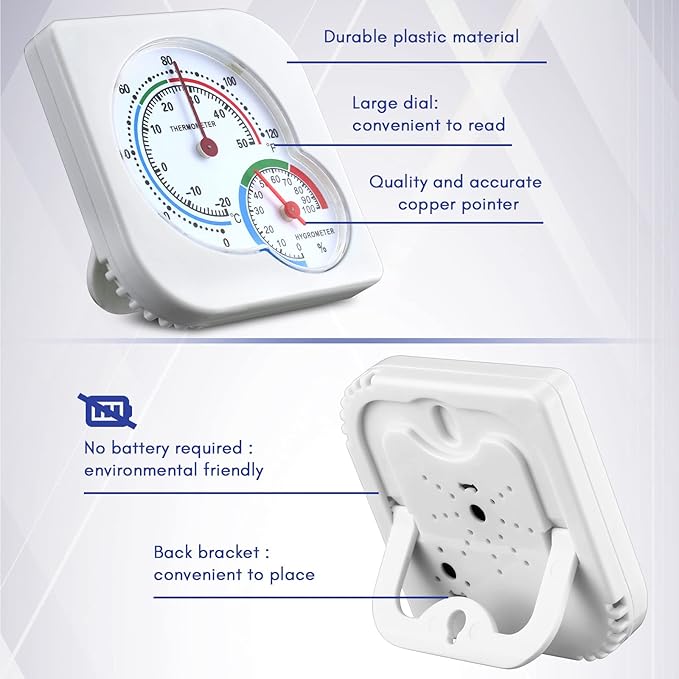 Kathfly 12 Pcs Indoor Thermometer and Humidity Gauge Indoor Mini Thermometer Hygrometer Temperature Humidity Meter Temperature and Monitor with Pointers for Home, Kitchen, Planting Room