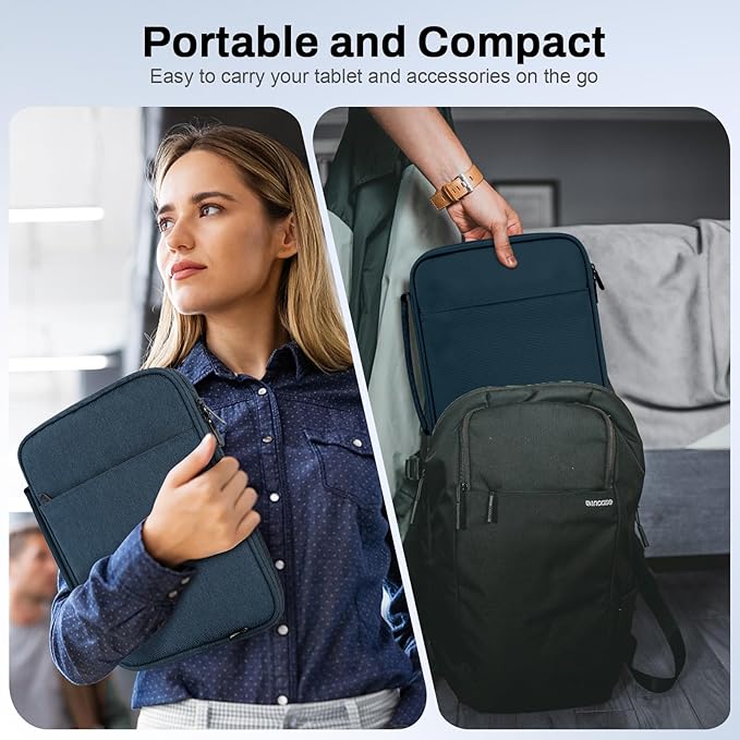 Dadanism 9-11 Inch Tablet Sleeve Padded Carrying Case with Handle, Protective Travel Bag for iPad A16 11" 2025, iPad Air M4/Pro M5 11", iPad 10th Gen 10.9", iPad 10.2", Galaxy Tab A11+ 11", Blue