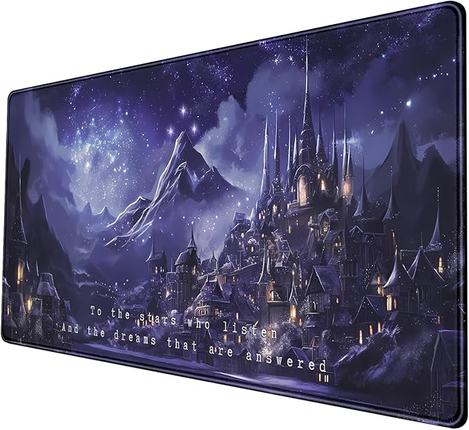 Purple Velaris Desk Mat Acotar Desk Mat Night Castle Fantasy Mouse Pad Large for Desk Computer Laptop Aesthetic Desk Pad Keyboard Pad 31.5 x 15.7 in for Office Desk Decor