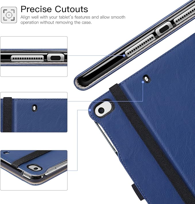 for iPad mini 5 2019/Mini 4 3 2 1 Case 7.9 Inch, Premium PU Leather Folio Stand Cover with Auto Wake/Sleep, Front Card Pocket for iPad mini 5th/4th/3rd/2nd/1st Generation, Navy Blue