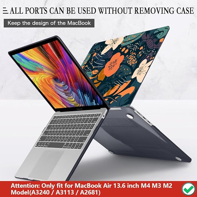 CISSOOK Compatible with MacBook Air 13.6 inch Case 2026 2025 2024 2023 2022 Release M5 M4 M3 M2, Hard Shell Keyboard Cover for MacBook Air 13.6 inch A3449 A3240 A3113 A2681, Little Flower