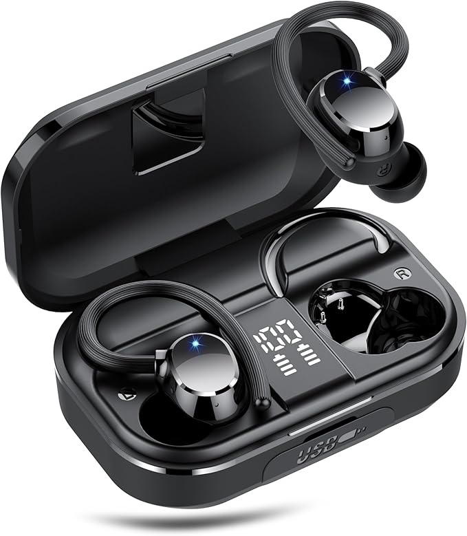 Wireless Earbuds, Bluetooth 5.4 Sport Headphones, 128H Playtime Over Ear Buds for Small Ear, Stereo Deep Bass, Sport Wireless Bluetooth Earphones, IPX7 Waterproof Running Headphones for iOS Android