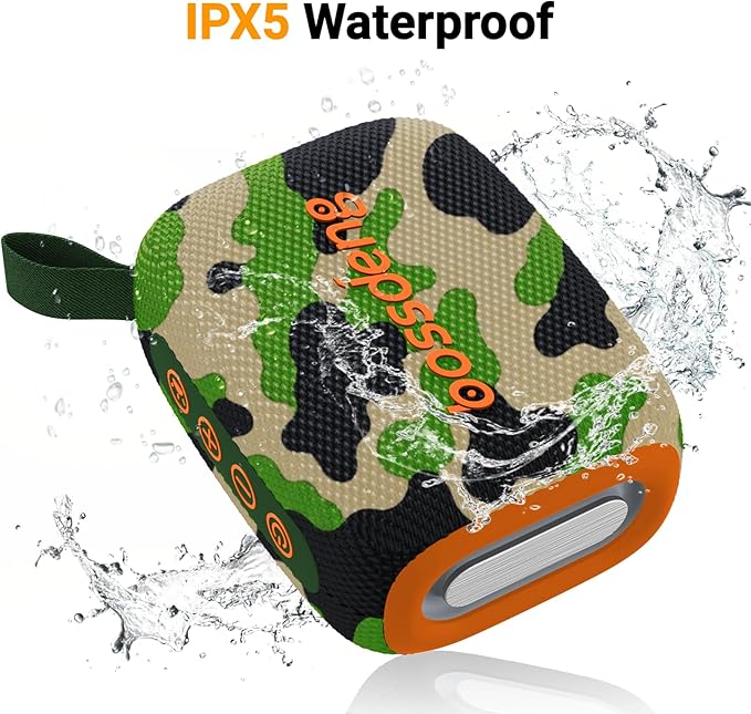 Portable Waterproof Bluetooth Speaker IPX5 for Outdoor,HD Sound All-Day Playtime, BT5.3,Wireless Speakers with Lights, Essentials for Beach/Party/Camping,Gifts for Men Women Boys Girls-Camoouflage