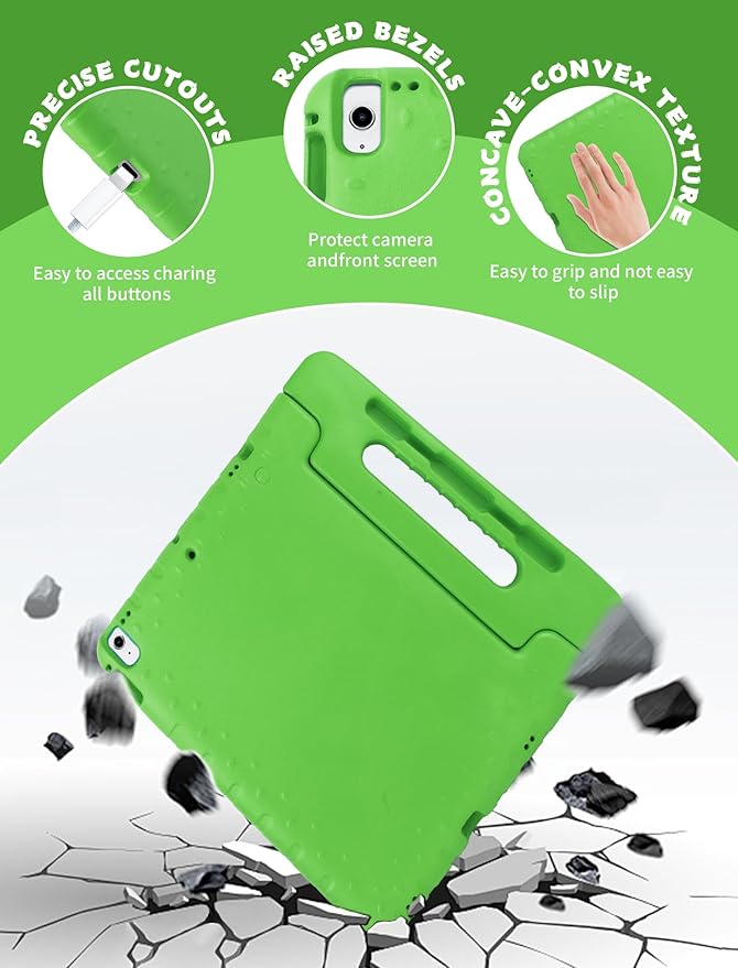 Kids Case for iPad Pro 12.9 2017(2nd Gen)/2015(1st Gen) with Pencil Holder, E-puhate iPad Pro 1st/2nd Generation Case 12.9 inch Shockproof Handle Stand Kids Cover for Child Boys Girls Toddlers(Green)