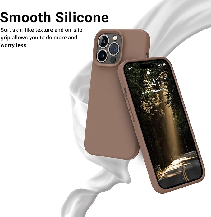 OTOFLY Designed for iPhone 14 Pro Case, Silicone Shockproof Slim Thin Phone Case for iPhone 14 Pro 6.1 inch (Light Brown)