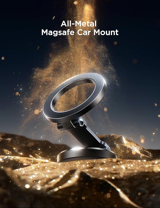 JOYROOM Fits MagSafe Car Mount, [All-Metal] Magnetic Phone Holder for Car with Strong Magnets, 360° Adjustable iPhone Car Mount, Car Accessories for Women Men, for iPhone 17 Pro Max 16 15 14 13 12