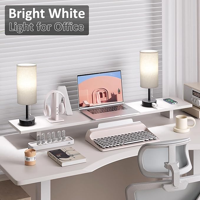 Fenmzee Bedside Table Lamps Set of 2-3 Color Temperatures Pull Chain Lamp with AC Outlet Charging Port, Round Night Stand Lamps for Bedroom Guest Room Office, Small Bed Side Light with E26 LED Bulbs
