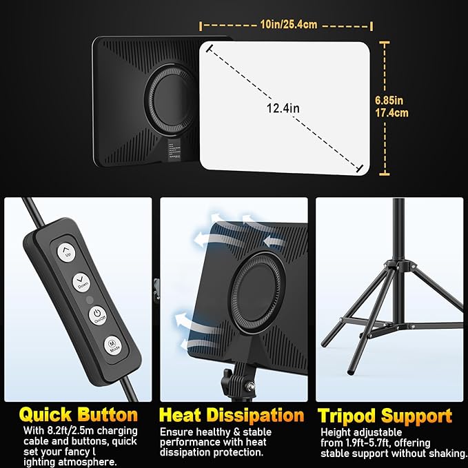 30W Upgraded Photography Lighting Kit, Anautin 2-Pack LED Video Lighting for Video Recording, 3700Lux Studio Lights with Tripod Stand for Photography, Streaming, Gaming, Podcast, Filming, Vlogging