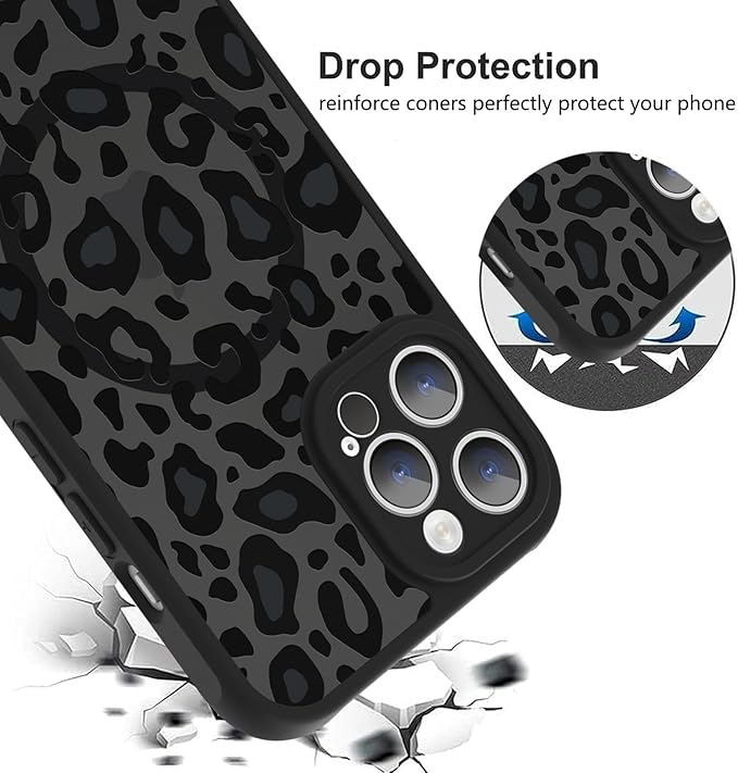 KANGHAR Case for iPhone 12 Pro Max Phone Case [Compatible with Magsafe] Leopard Printed Pattern Cute Cheetah Protective Magnetic Case for Girls Women Men 6.7"