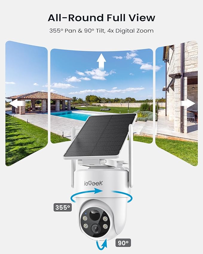 ieGeek Security Cameras Wireless Outdoor, 2K Camera for Home Security, IP66 Security Camera, 360° Outdoor Camera, Color Night Vision, AI Detection, 2-Way Audio, Alexa