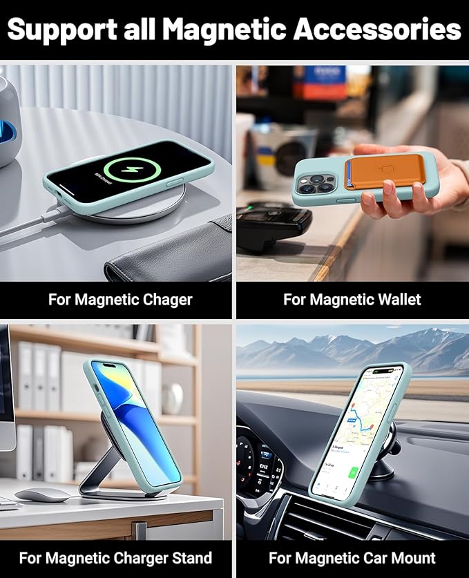 OTOFLY for iPhone 14 Pro Case [Compatible with MagSafe] Full-Body Silicone Shockproof Slim Thin Phone Case for iPhone 14 Pro 6.1 inch (Mint Green) ﻿