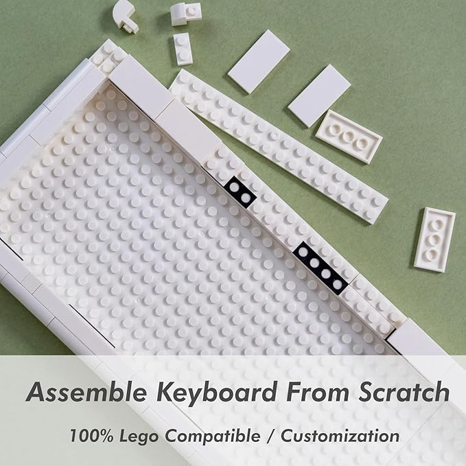 KBDcraft 01Adam 60% Mechanical Keyboard, 64-Key ANSI, Lego-Compatible Case, Gasket Mount, Hot-swappable, Wired, Linear Switch, RGB, QMK, Vial for Win/Mac, Full Kit (White)