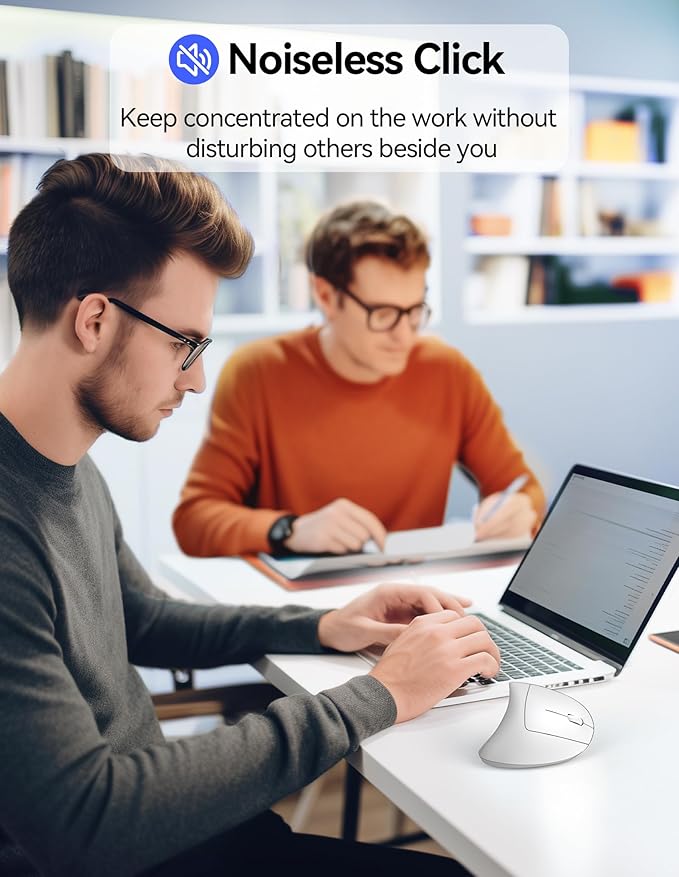 TECKNET Ergonomic Mouse Wireless, Rechargeable Mouse Silent for Carpal Tunnel Right Hand, 2.4GHz USB Vertical Mouse Wireless for Laptop, 5 Adjustable 4800 DPI, Computer, MacBook, Desktop