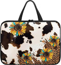 Cow Print Sunflower Laptop Sleeves & Cases, Laptop Tote Bag with Handle, Men Women School Travel Business Computer Carrying Bag for 10" 12" 13" 15" 17 inch Tablet/Notebook/Reader