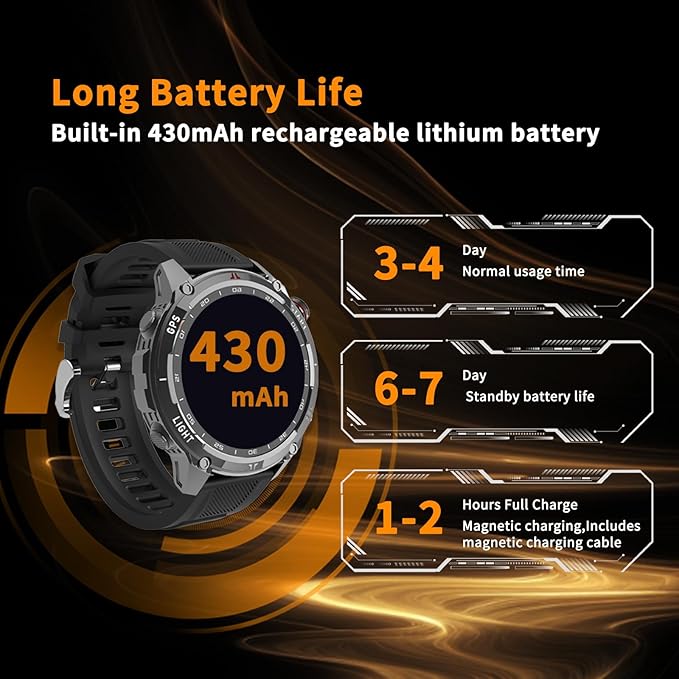 Smart Watch for Men Women, Bluetooth Call, 1.43 Inch Touchscreen Fitness Tracker with Heart Rate, SpO2, Sleep Monitoring, Sports Smartwatch with GPS, Multiple Sport Modes, IP68 Waterproof