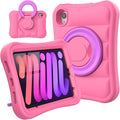 Kids Case for iPad mini 7 (A17 Pro) 2024 / Mini 6th Gen 2021 8.3 inch – Lightweight Flexible Shockproof Rotating Stand Handle Rugged Cover for iPad mini 7th 6 Generation Girls Boys, Pink