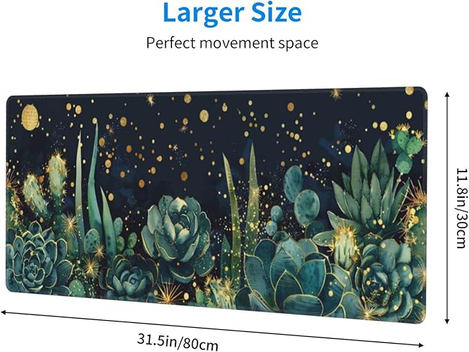 Mouse Pad Gaming - Large Mouse Pad for Desk with Waterproof Surface & Durable Design Desk Mat for Desktop & Office Accessories (Stellar Succulents)