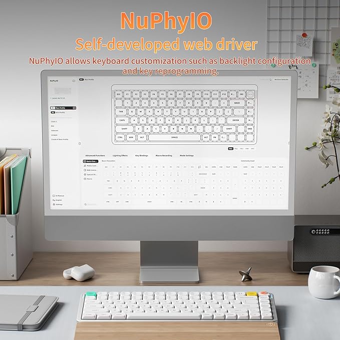 nuphy Air75 V3 Hot Swappable Wireless Mechanical Keyboard, 84 Keys 75% Custom Low Profile Keyboard with Knob, RGB Backlit, Gasket Mounted, Support Bluetooth/2.4GHz/USB-C,White-Brown Nano