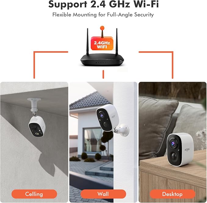 Dzees 2K Security Cameras Wireless Outdoor, Battery Powered AI Motion Detection Spotlight Siren Alarm WiFi Surveillance Indoor Home Camera, Color Night Vision, 2 Way Audio, SD/Cloud IP66, 4 Pack