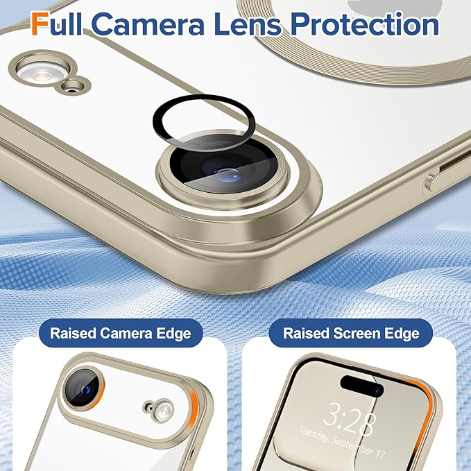 Hython Magnetic Clear for iPhone Air Case with Camera Lens Protector [Compatible with MagSafe] Luxury Plating Edge Slim Soft TPU Cover Protective Phone Case for iPhone Air 6.5", Matte Gray